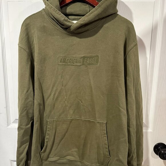 American Eagle Green Hoodie Mens Size X-Large with Pockets 301 - Picture 1 of 3